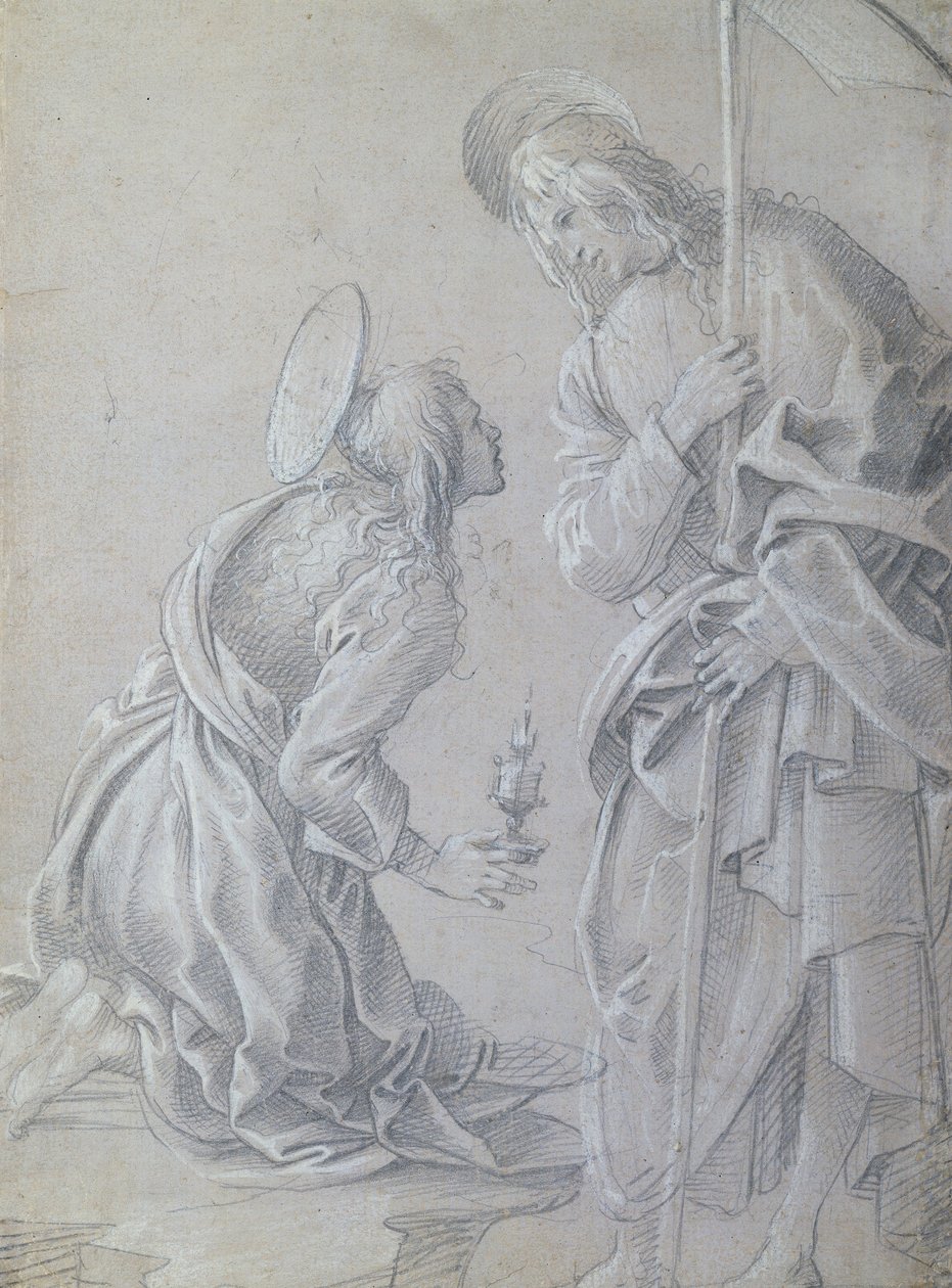 Polvillaan Pyhä Maria Magdaleena ja pysyvä Kristus tekijältä Filippino Lippi
