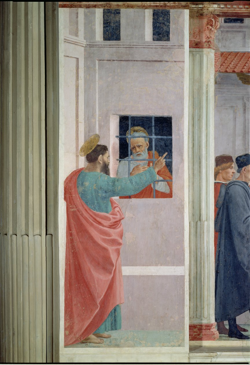 Pyhä Pietari Paavalin vierailulla vankilassa, noin 1480. tekijältä Filippino Lippi