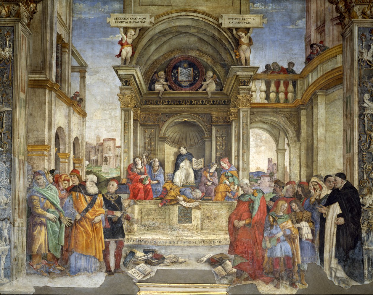Pyhän Thomasin riita, Carafa kappeli, Santa Maria sopra Minerva, Rooma, 1488-93 tekijältä Filippino Lippi