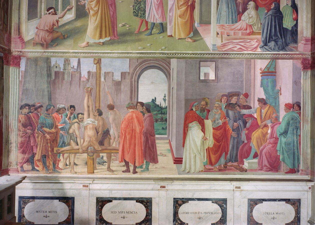 Kiista Simon Magon kanssa ja Pyhän Pietarin ristiinnaulitseminen, n. 1484-1485 tekijältä Filippino Lippi