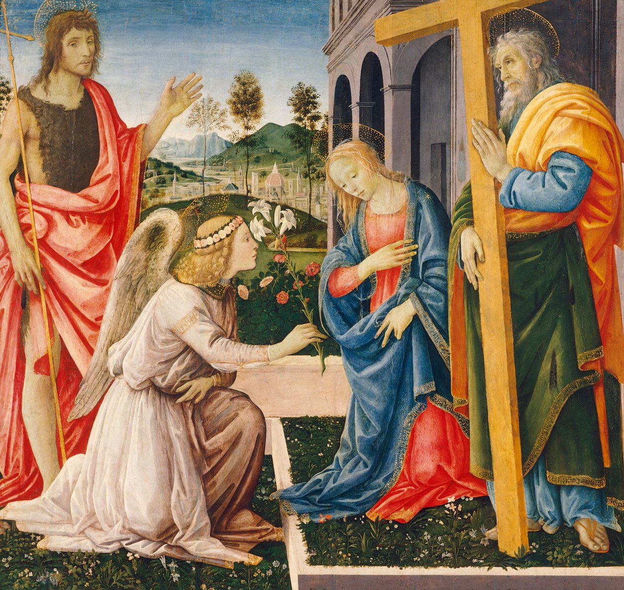 Ilmoitus ja pyhät, Filippino Lippi (1457-n. 1504), öljy kankaalle tekijältä Filippino Lippi