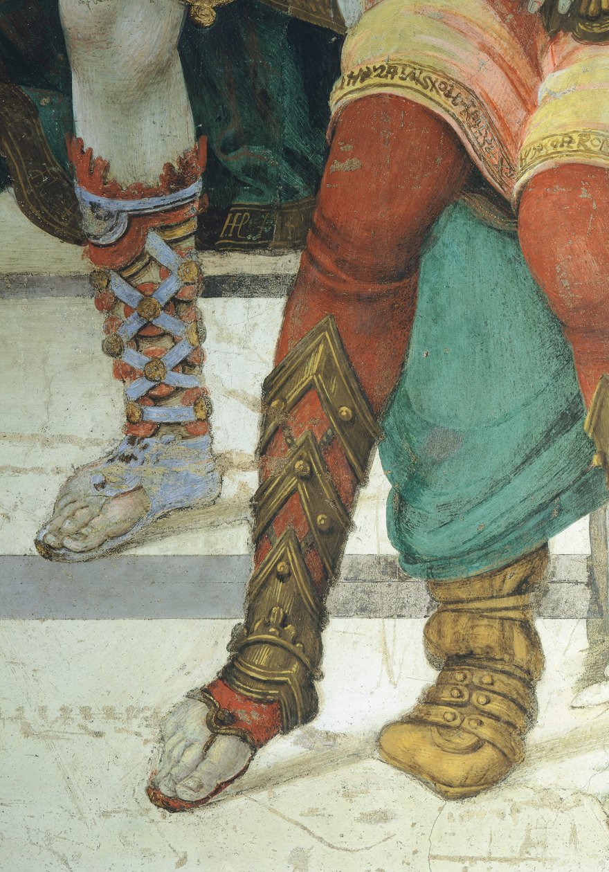Yksityiskohta jalkineista, apostoli Philip Marsin temppelin edessä Hierapolisissa tekijältä Filippino Lippi
