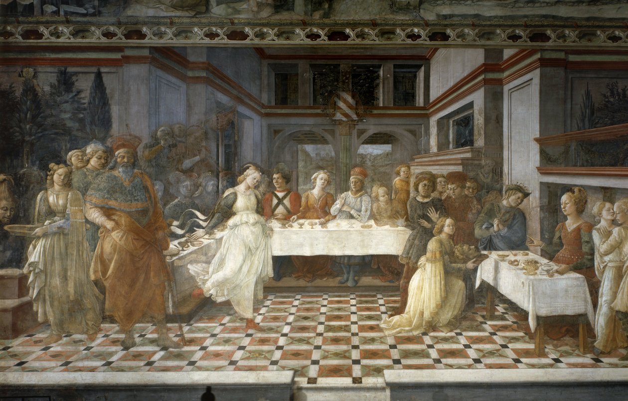 Herodeksen juhla, jaksot Pyhän Johannes Kastajan elämästä, n.1452-64 (fresko) tekijältä Filippino Lippi