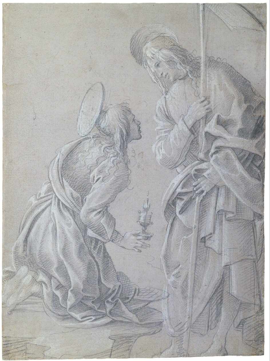 Polvistuva Maria Magdaleena ja seisova Kristus tekijältä Filippino Lippi
