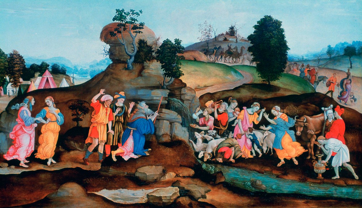Mooses tuo esiin veden kalliosta, c1500 tekijältä Filippino Lippi