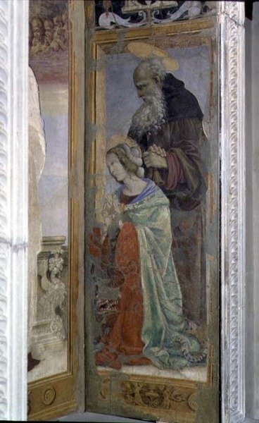 SS. Anthony ja Lucy, yksityiskohta Canto al Mercatalen tabernaakkelista, 1498 tekijältä Filippino Lippi