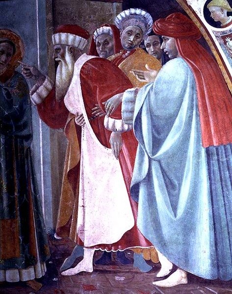 SS. Stephen ja Margaret, yksityiskohta Canto al Mercatalen tabernaakkelista, 1498 tekijältä Filippino Lippi