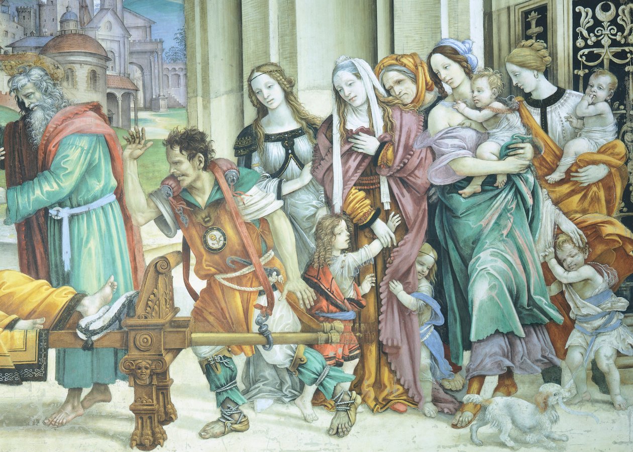Pyhä Johannes Evankelista elvyttää Drusianaa tekijältä Filippino Lippi