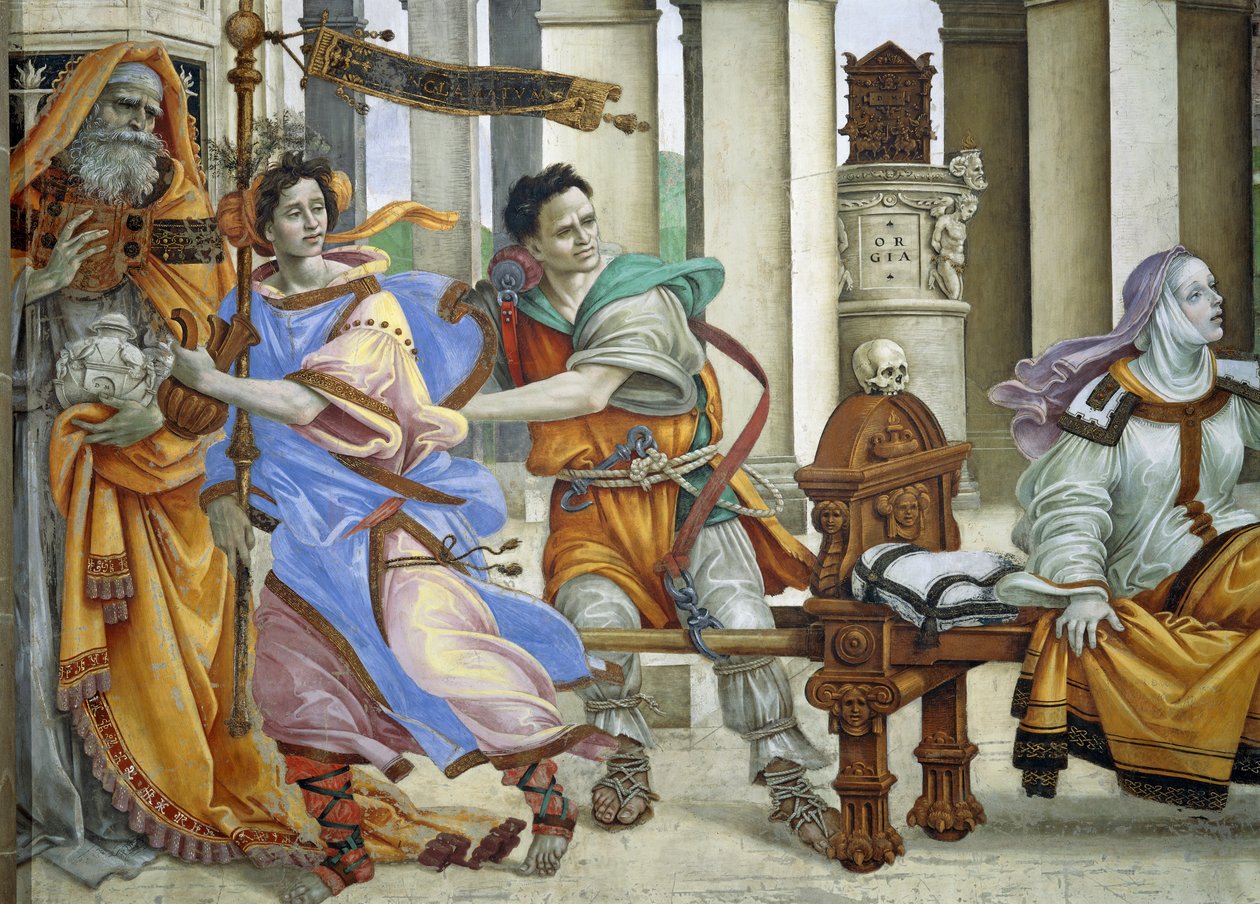 Pyhä Johannes Evankelista elvyttää Drusianaa tekijältä Filippino Lippi