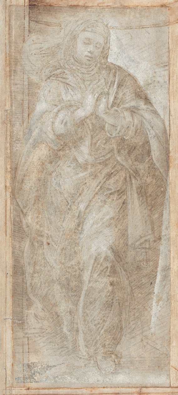 Seisova nainen kädet ristissä rukouksessa tekijältä Filippino Lippi