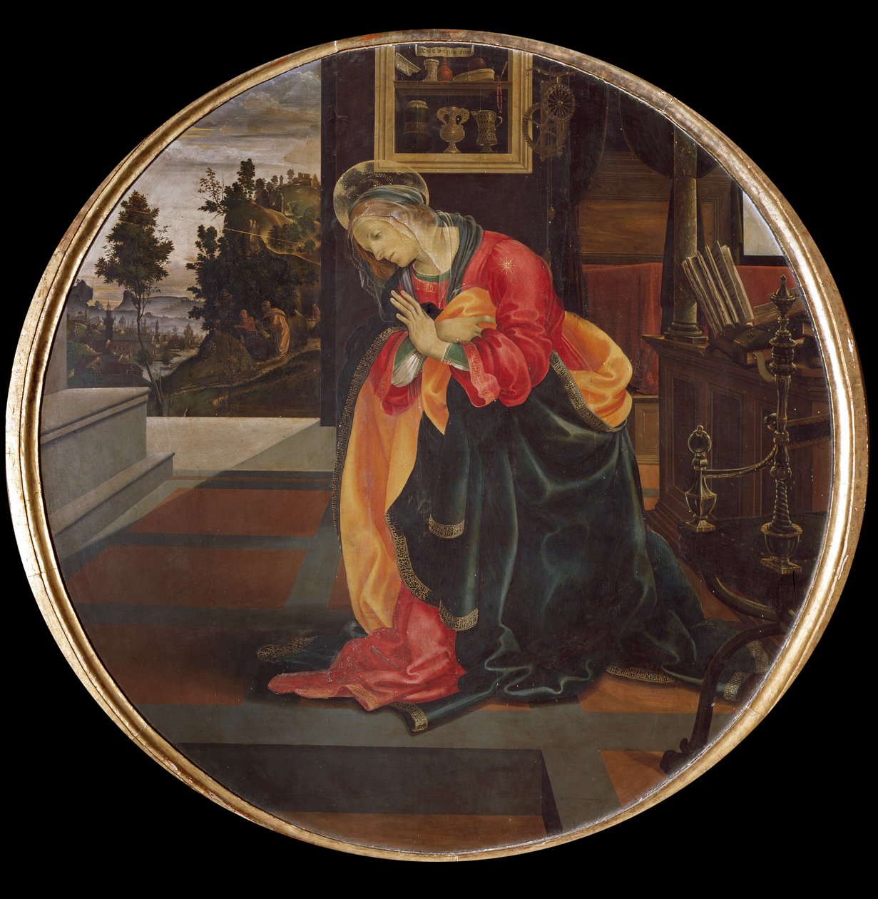 Ilmoitus. Yksityiskohta Neitsyt (öljy kankaalle tekijältä Filippino Lippi