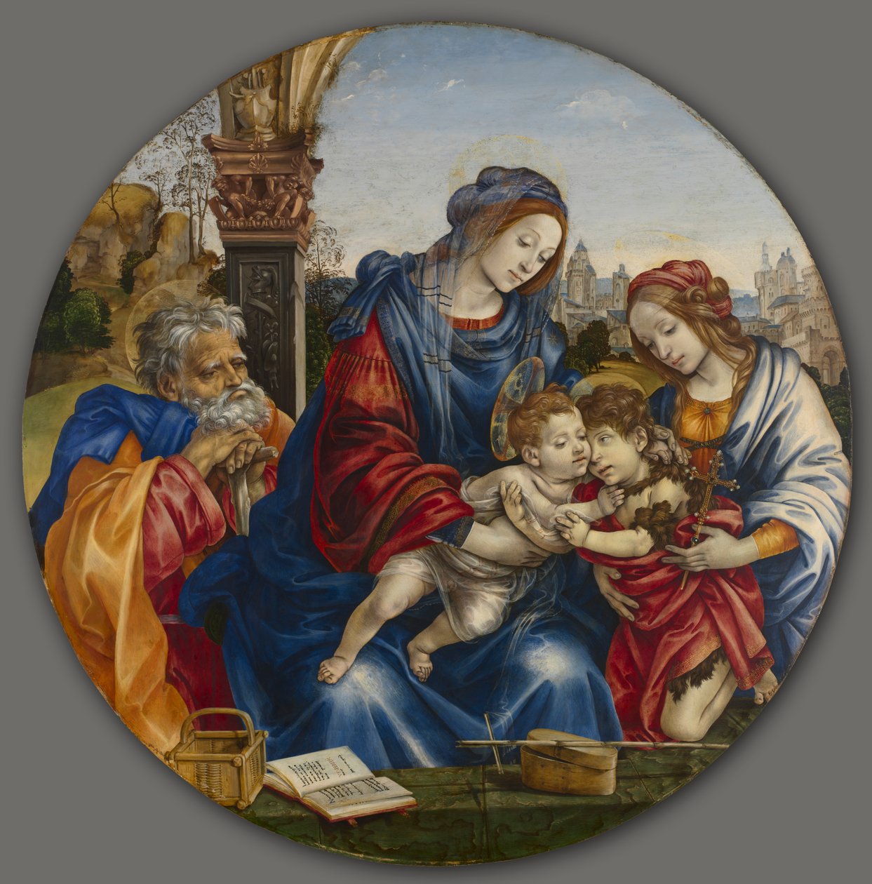 Pyhä perhe Pyhän Johannes Kastajan ja Pyhän Margaretan kanssa, n. 1495. tekijältä Filippino Lippi