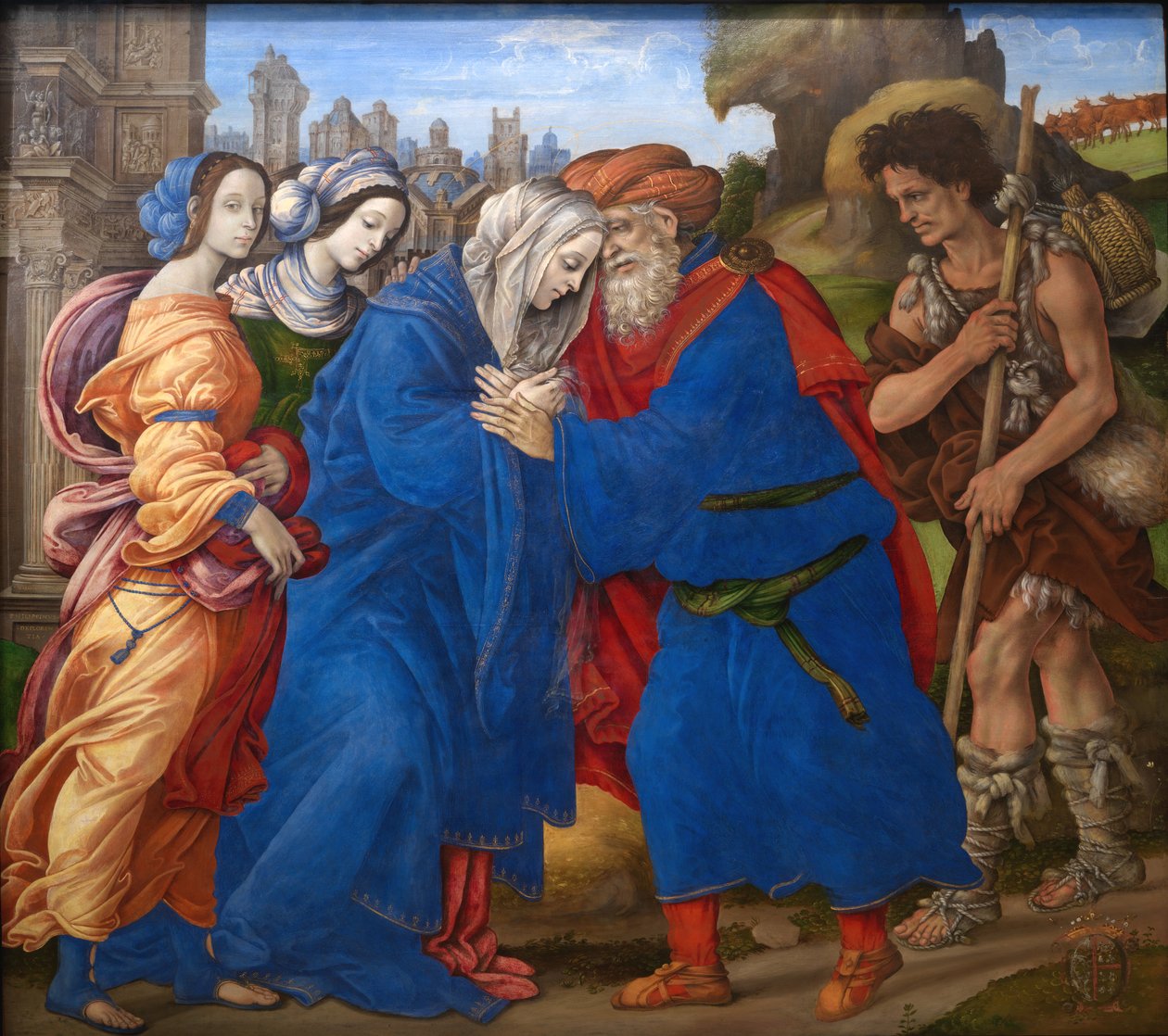 Joachimin ja Annen tapaaminen Jerusalemin kultaisen portin ulkopuolella tekijältä Filippino Lippi