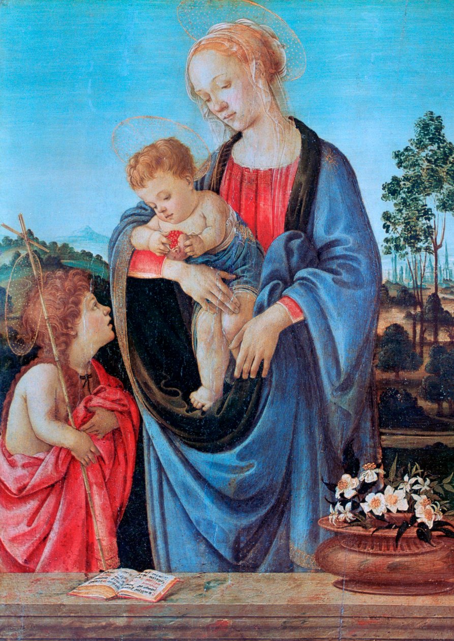 Neitsyt ja lapsi Pyhän Johanneksen kanssa, 1480 tekijältä Filippino Lippi