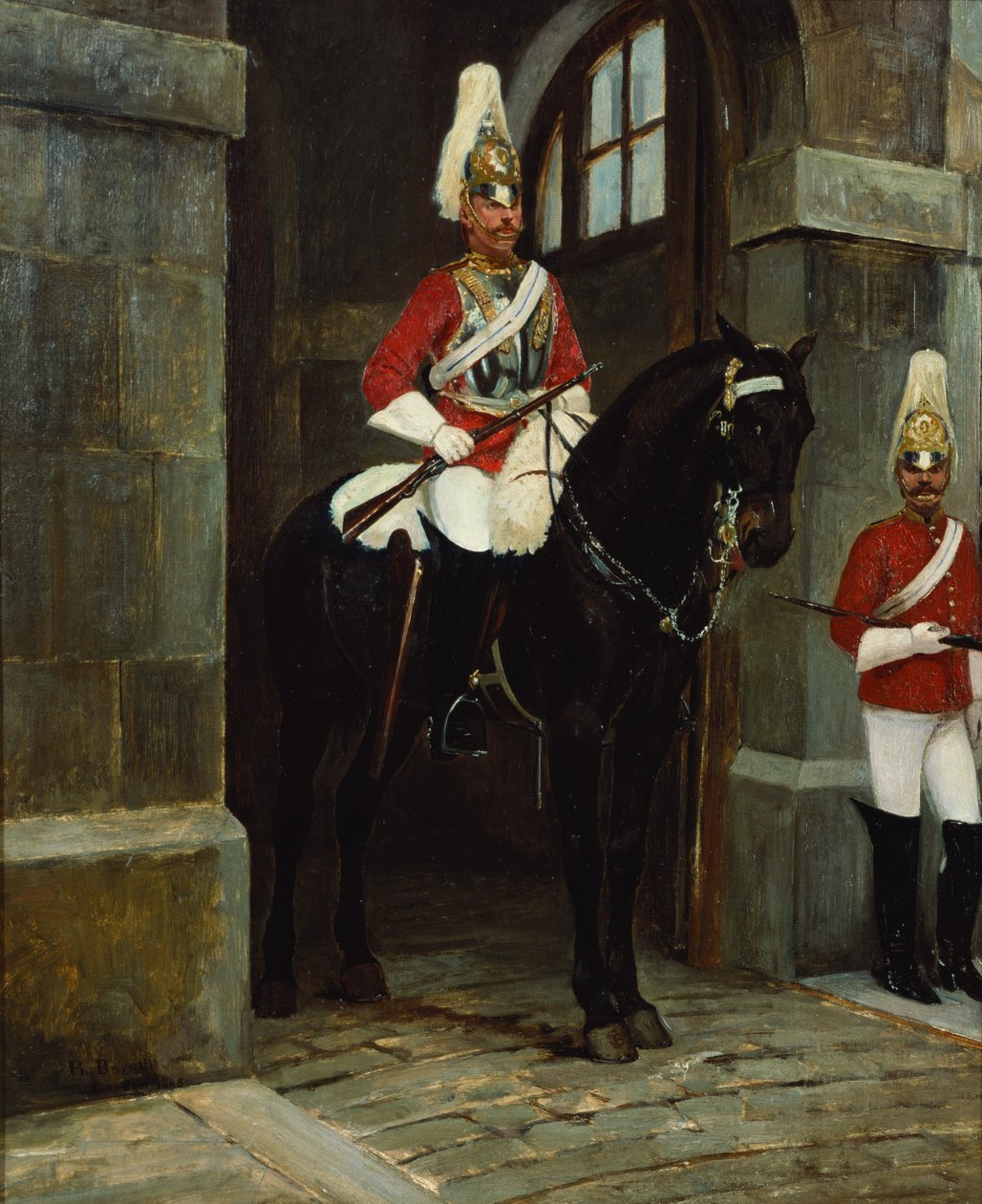 Life Guards on Duty ulkopuolella Whitehall, c. 1884-85 tekijältä Filippo Baratti
