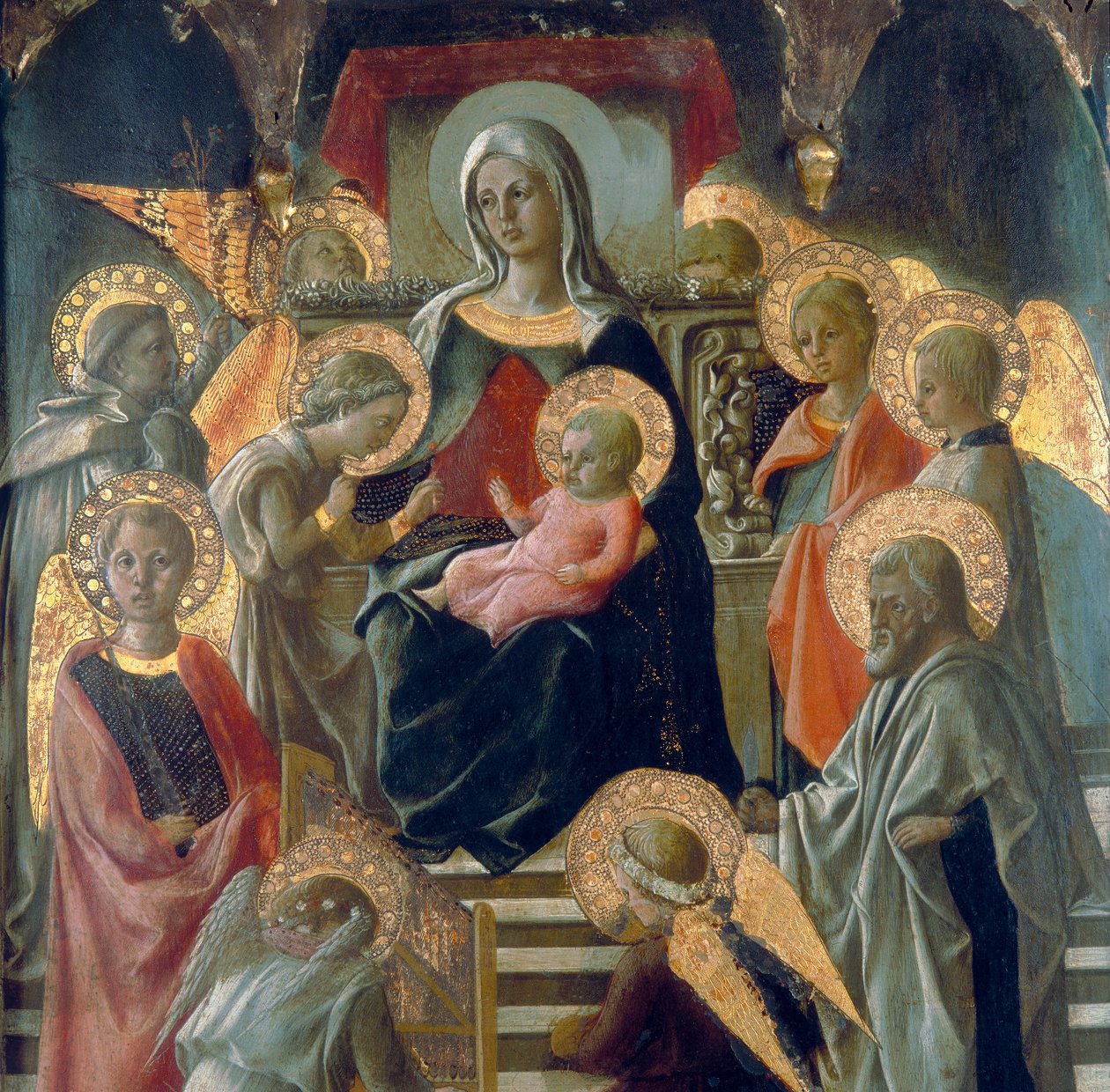 Madonna ja lapsi pyhien kanssa. Yksityiskohta tekijältä Fra Filippo Lippi