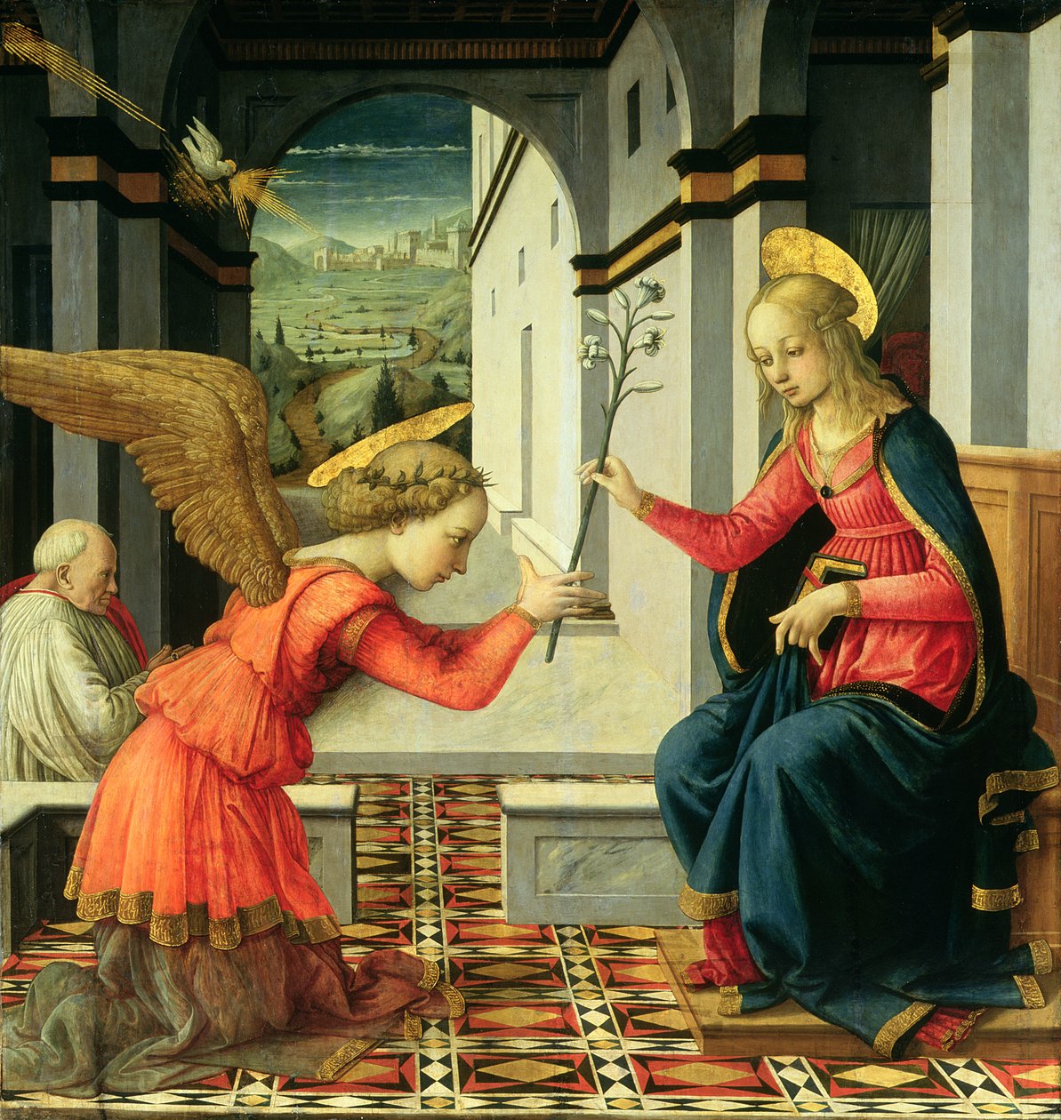 Annunciation tempera paneelin yksityiskohdassa 225657 tekijältä Fra Filippo Lippi