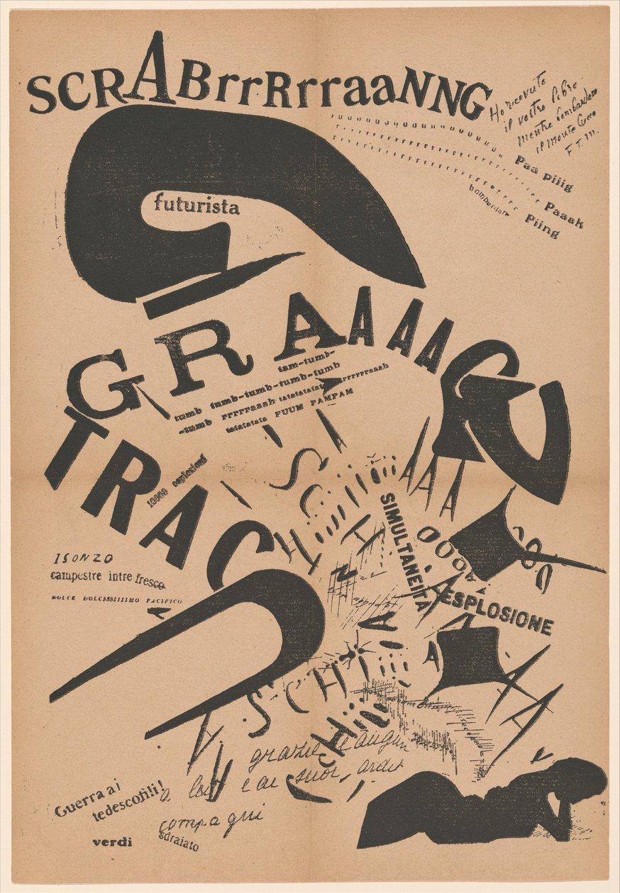 Illalla hän makaa sängyllään ja luki uudelleen tykistömiehensä kirjeen edessä, 1917 (koopaino) tekijältä Filippo Tommaso Emilio Marinetti
