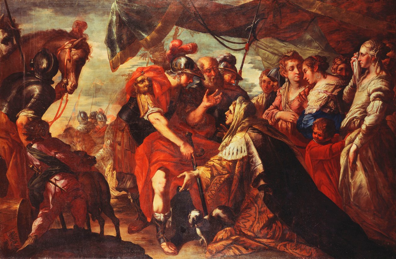 Coriolanus sai perheensä suostuttelemaan Rooman piirityksen, n. 1660-61 tekijältä Filippo Abbiati