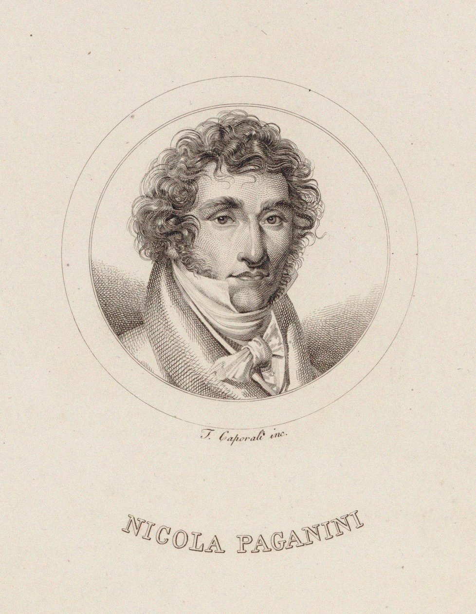 Niccolò Paganinin muotokuva 1782-1840, 1840. tekijältä Filippo Caporali