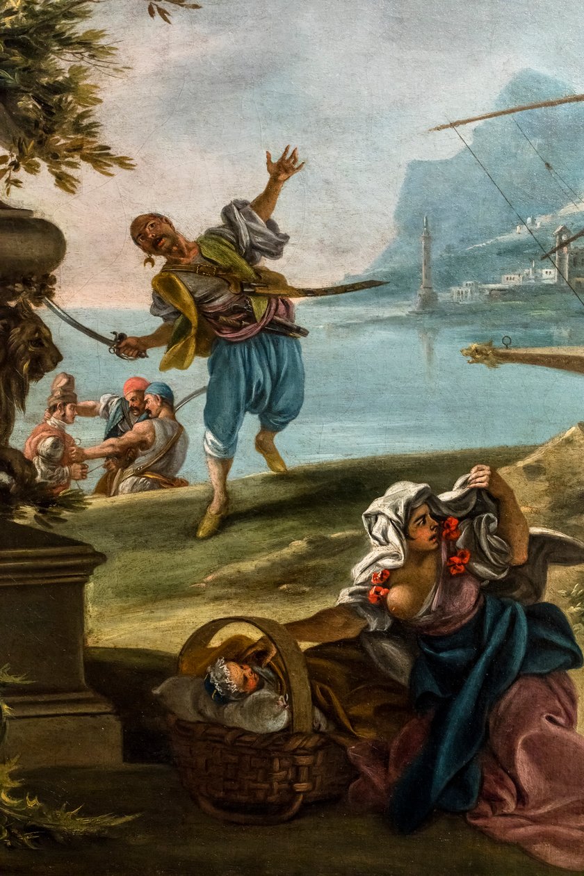 Merirosvohyökkäys, n. 1735/40 (Öljy kankaalle) tekijältä Filippo Falciatore