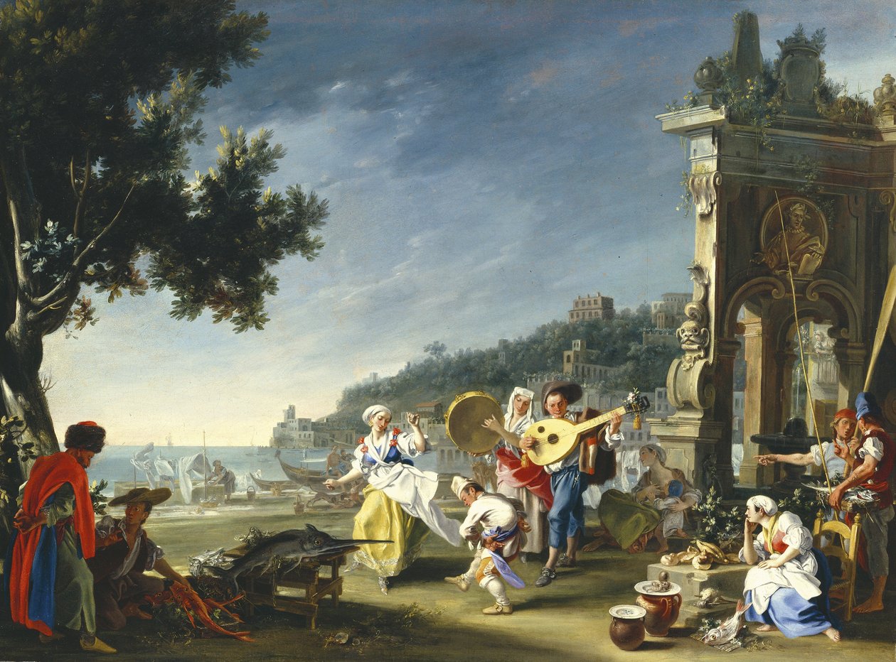 Tarantella Mergellinassa, noin 1750 tekijältä Filippo Falciatore