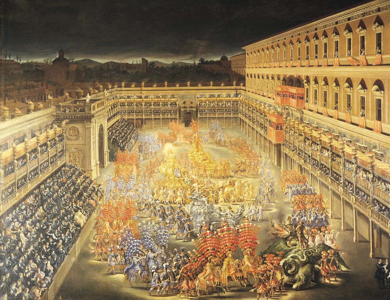 Festivaali Ruotsin kuningatar Christinan (1626-89) kunniaksi Palazzo Barberinissa tekijältä Filippo Lauri