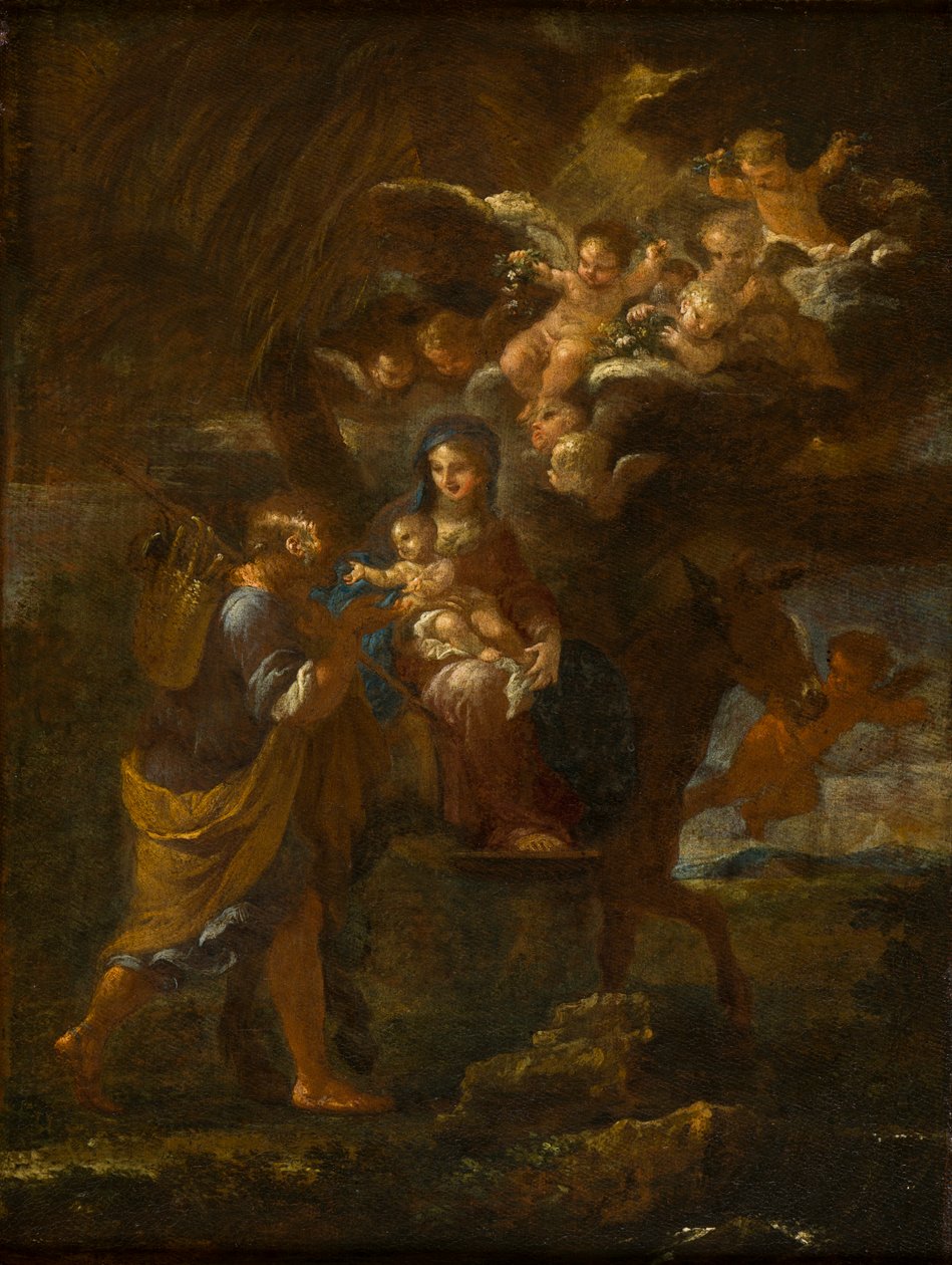 Lento Egyptiin, n. 1643-1694 (öljy kankaalle) tekijältä Filippo Lauri