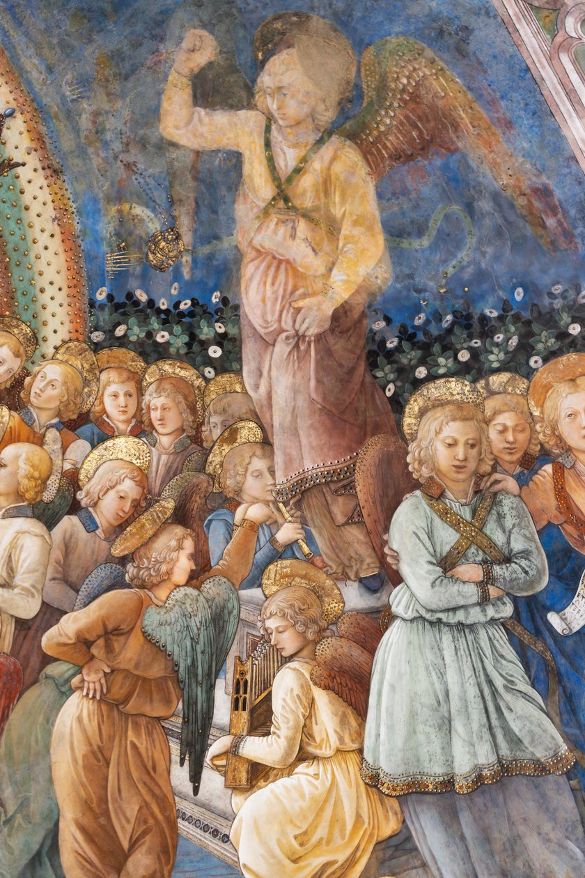 Enkelit, Marian kruunaamisen yksityiskohta tekijältä Filippo Lippi
