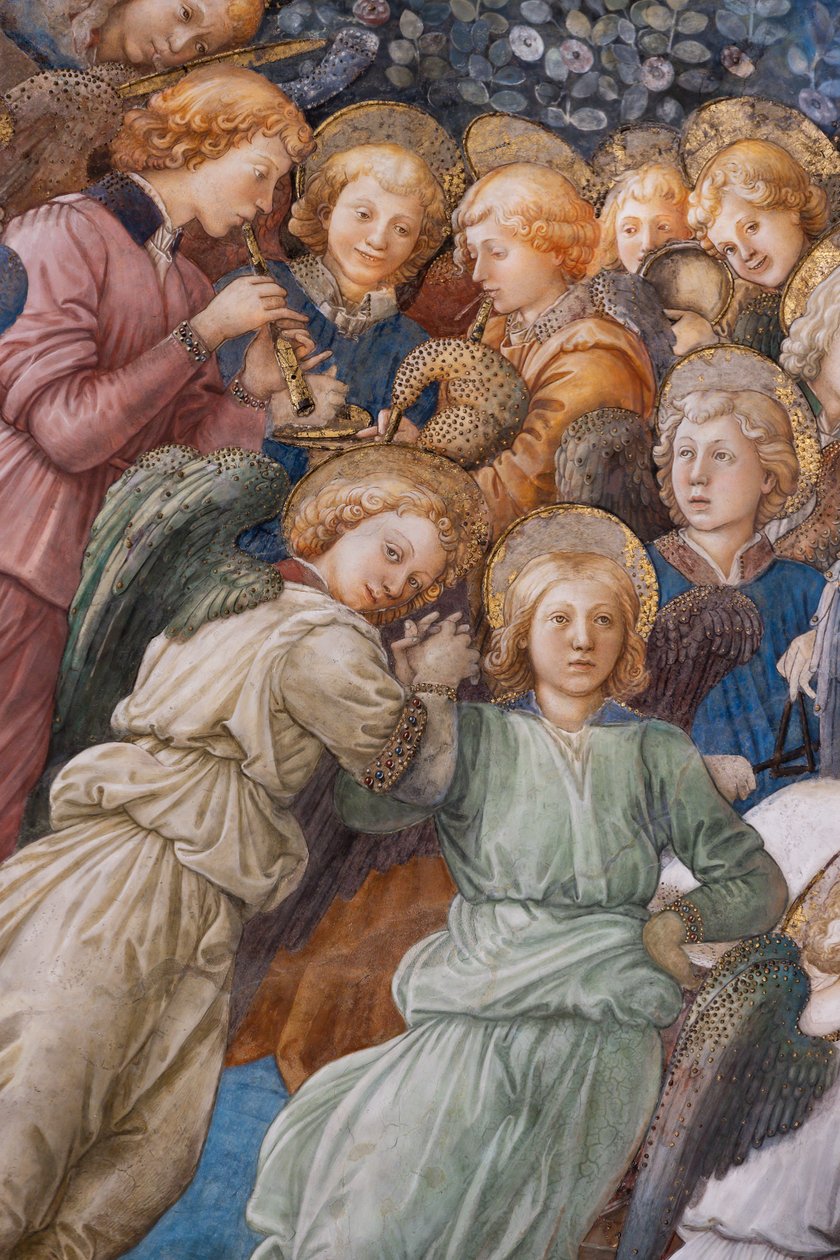 Enkelit, yksityiskohta Marian kruunauksesta tekijältä Filippo Lippi