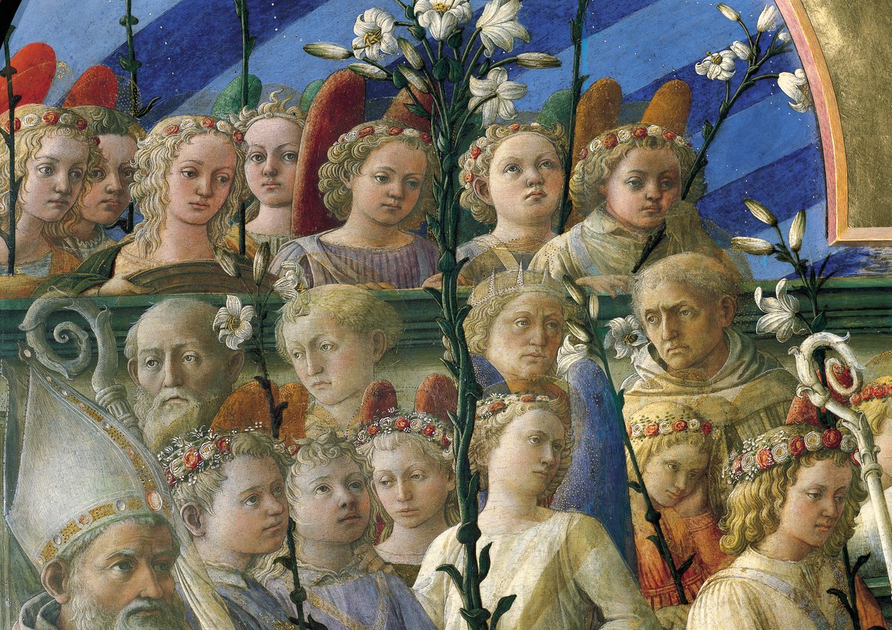 Filippo Lipin (noin 1406-1469) Incoronazione Maringhi eli Neitsyt kruunaus, tempera puulle, 200x287 cm, Yksityiskohta tekijältä Filippo Lippi