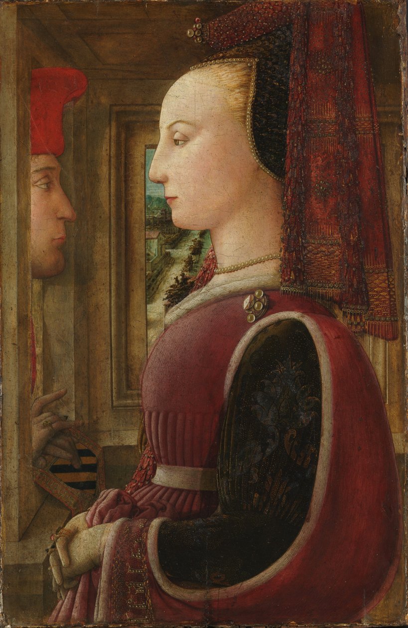 Muotokuva naisesta ja miehestä ikkunan luona tekijältä Filippo Lippi