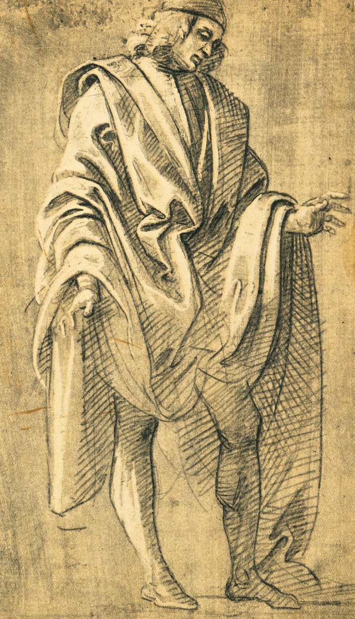 Tutkimus mieshahmosta, Filippo Lipin (n. 1457-1504) lyijykynäpiirros tekijältä Filippo Lippi