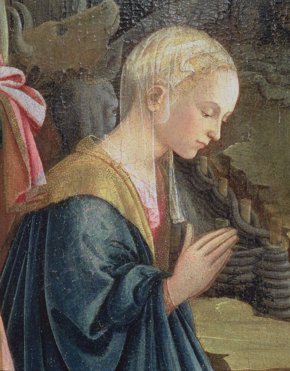 Syntymä, Madonnaa kuvaava yksityiskohta, 1470 tekijältä Fra Filippo Lippi