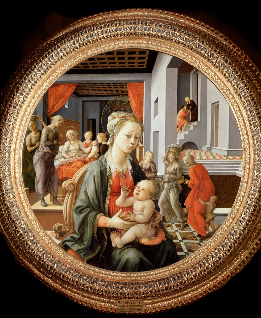 Neitsyt lapsen kanssa ja kohtauksia Pyhän Annan elämästä - öljytaulu, n. 1450 tekijältä Filippo Lippi