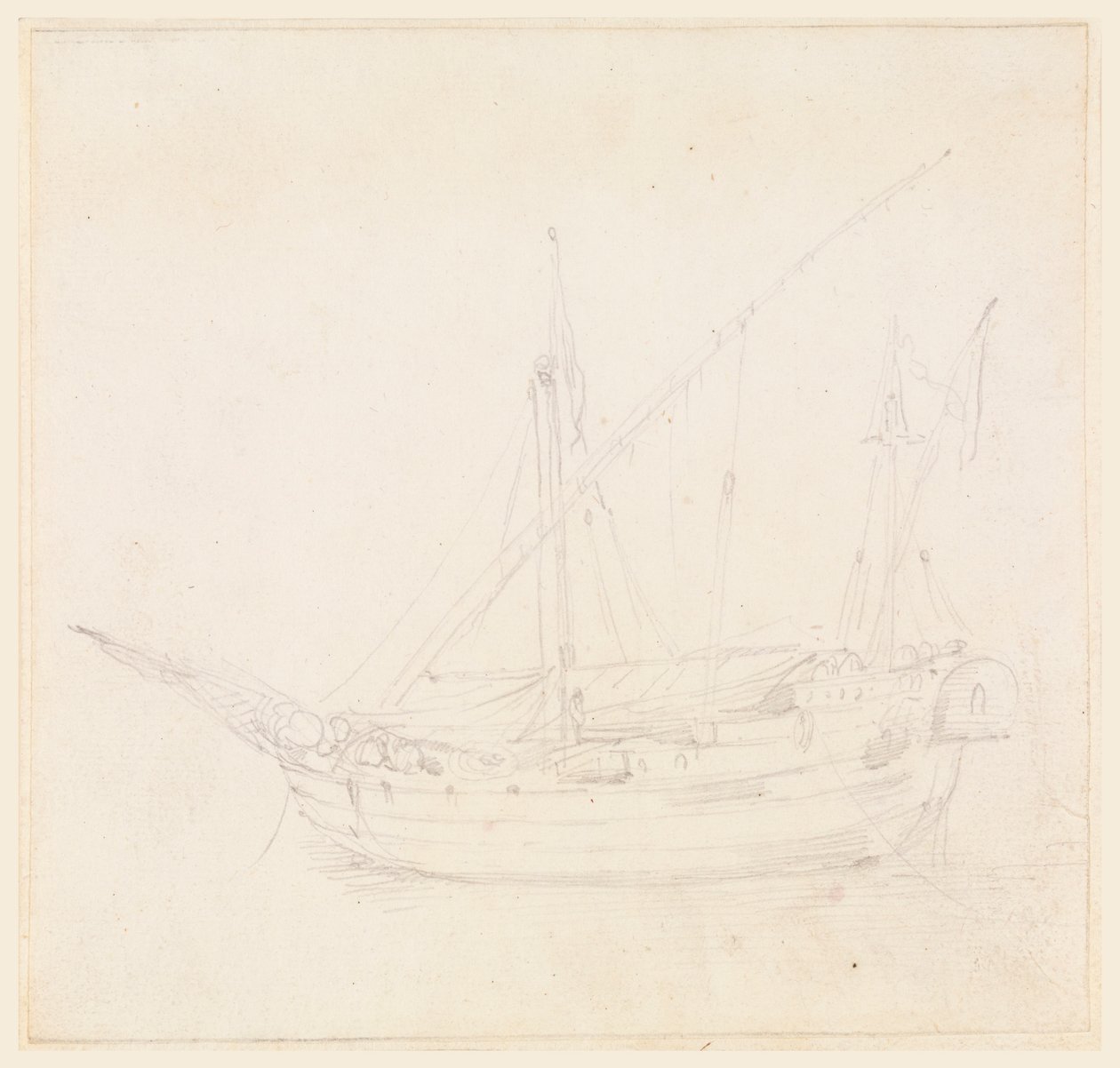 Piirros, Purjelaiva, n. 1780 tekijältä Filippo Marchionni
