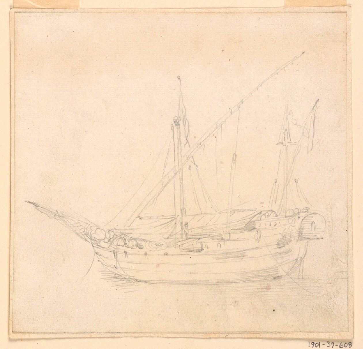Piirros, Purjelaiva, n. 1780 tekijältä Filippo Marchionni