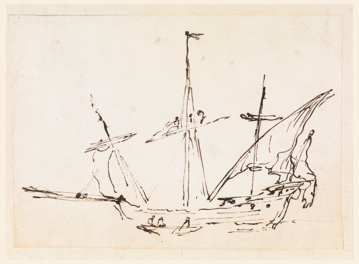 Piirustus, Purjelaiva, 1770-1800 tekijältä Filippo Marchionni