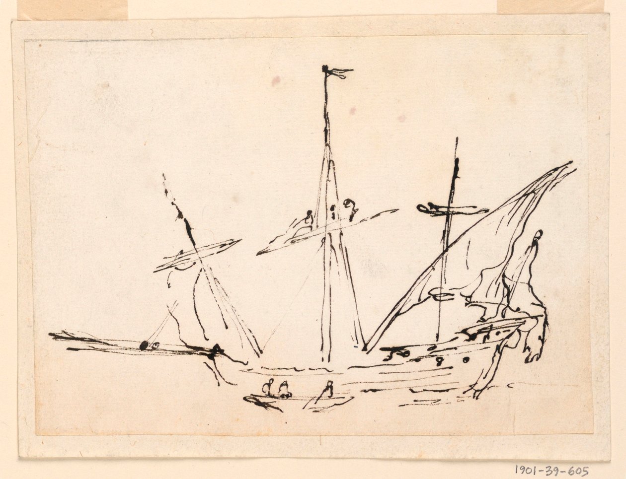 Piirustus, Purjelaiva, 1770-1800 tekijältä Filippo Marchionni
