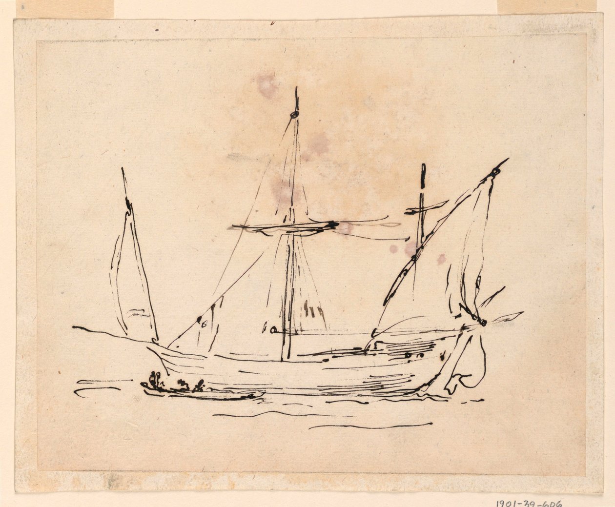 Piirustus, Purjelaiva, 1770-1800 tekijältä Filippo Marchionni