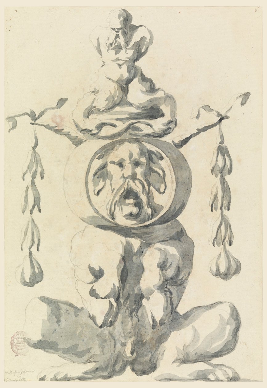 Piirustus, groteski hahmo, 1550-1625 tekijältä Filippo Marchionni