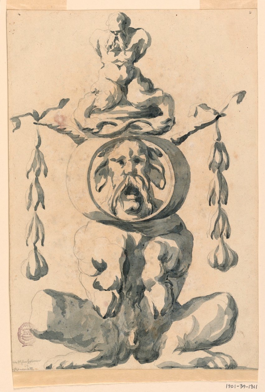 Piirustus, groteski hahmo, 1550-1625 tekijältä Filippo Marchionni