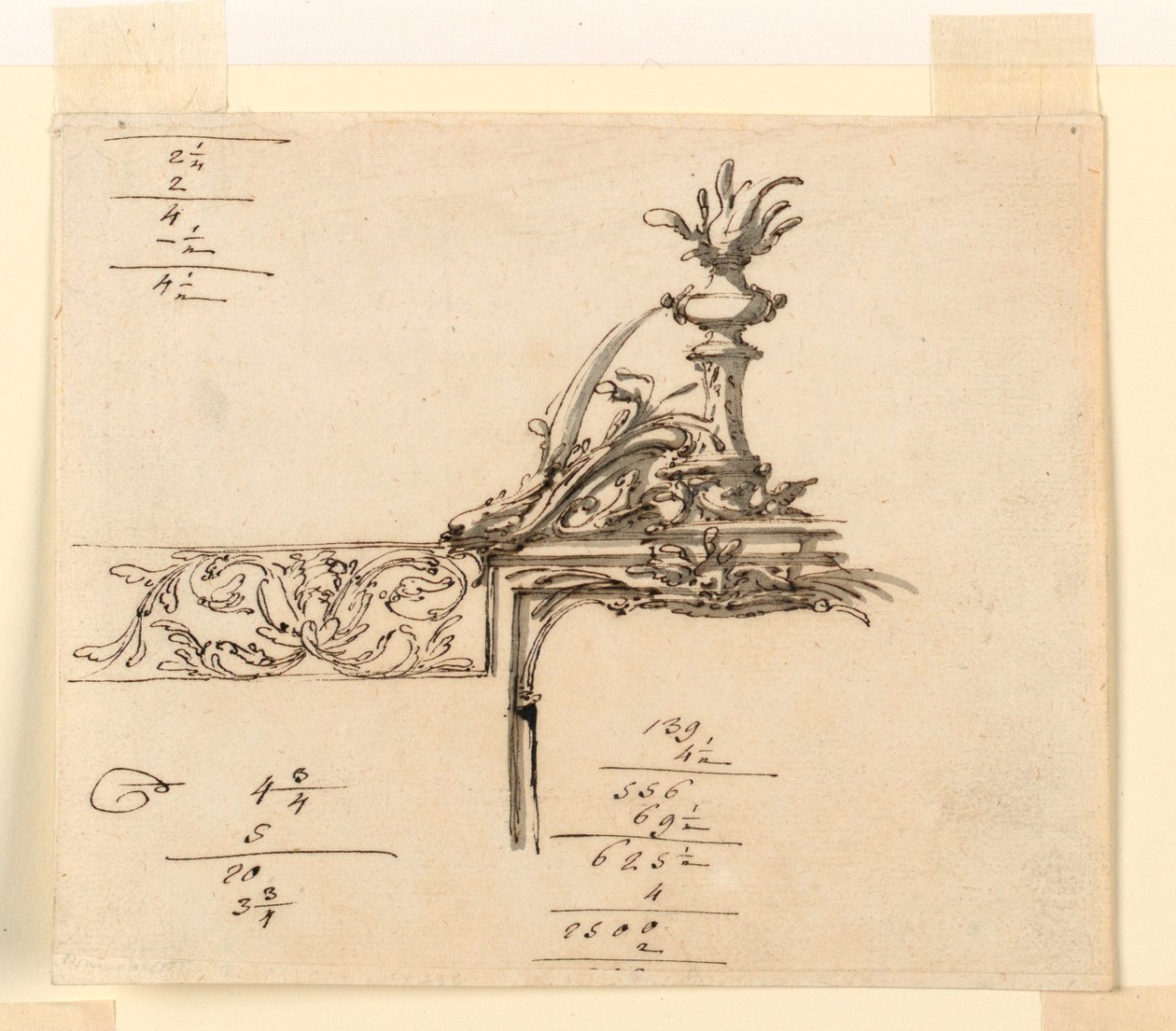 Piirustus, kehysprojekti, 1750-75 tekijältä Filippo Marchionni