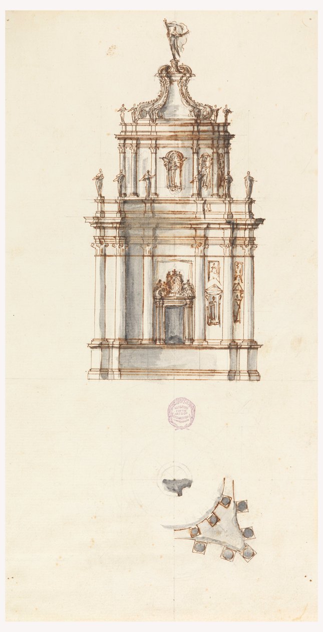Piirustus, tabernaakkeliprojekti, 1750-1775. tekijältä Filippo Marchionni