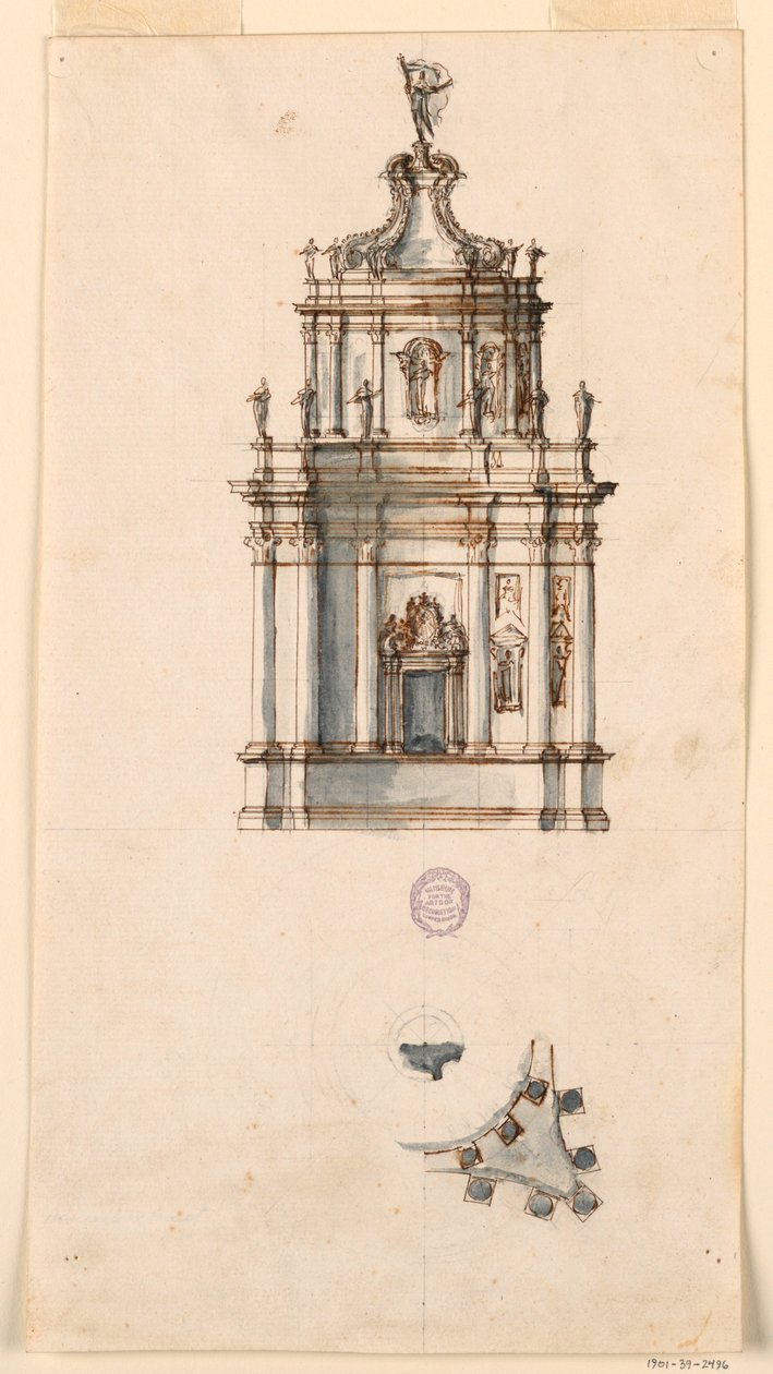 Piirustus, tabernaakkeliprojekti, 1750-1775. tekijältä Filippo Marchionni