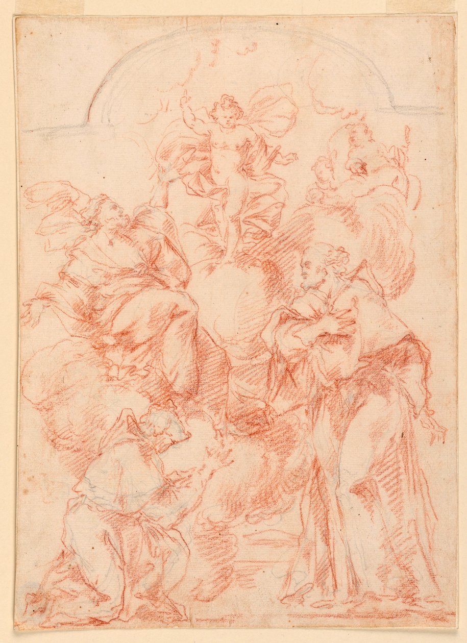 Piirustus, tutkimus alttarimaalausta varten, jossa on Kristuslapsi, 1750-1800 tekijältä Filippo Marchionni