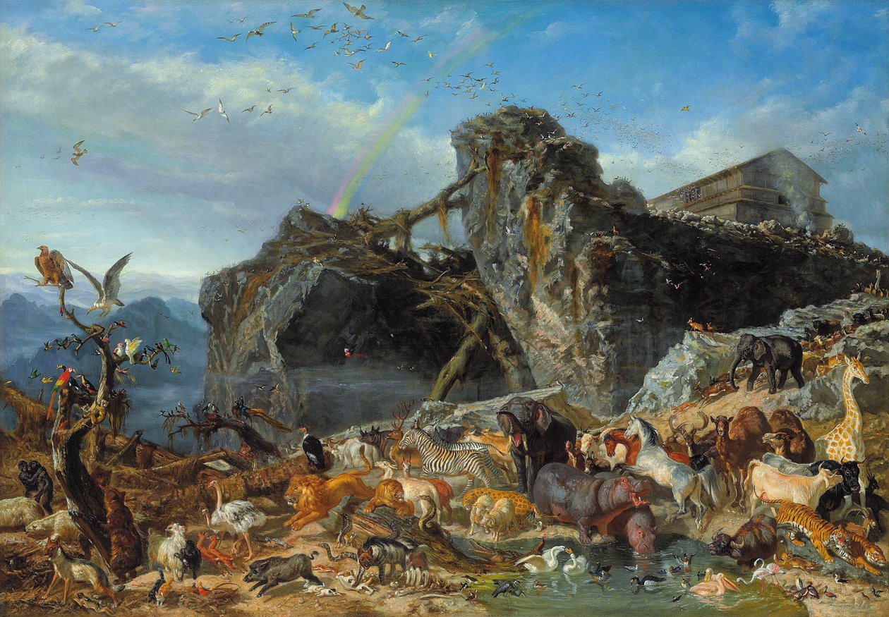 Vedenpaisumuksen jälkeen: Eläinten poistuminen arkista, 1867 tekijältä Filippo Palizzi