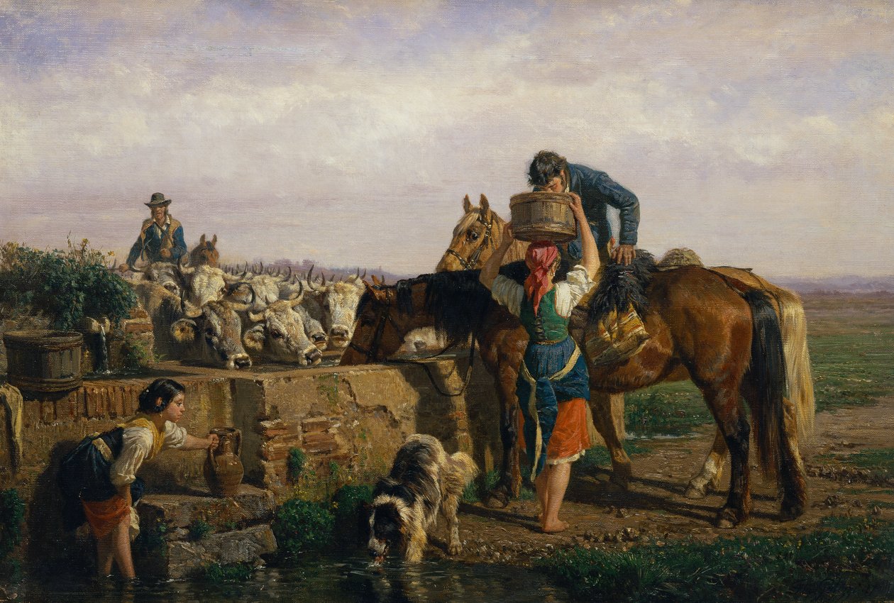 The Trough (öljy kankaalle) tekijältä Filippo Palizzi