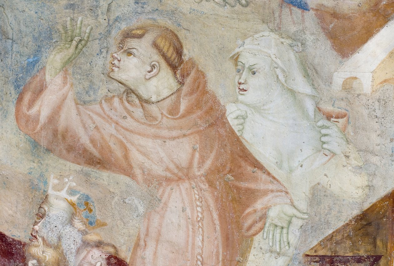 Munkit, yksityiskohta viimeisestä tuomiosta, n. 1400 tekijältä Filippolo de and Veris da Milano Veris da Milano