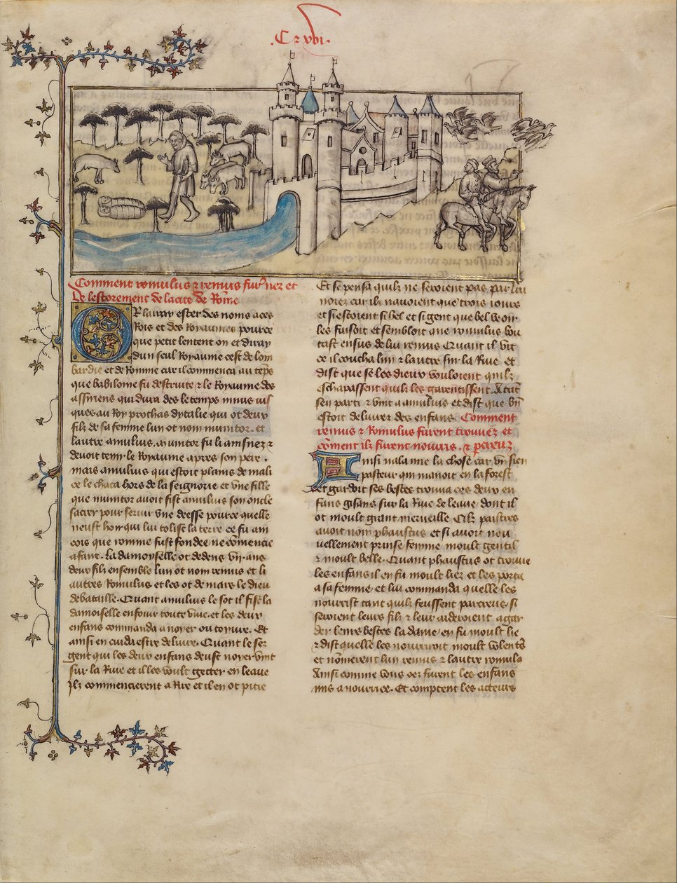 Romulus ja Remus tekijältä First Master of the Bible historiale of Jean de Berry